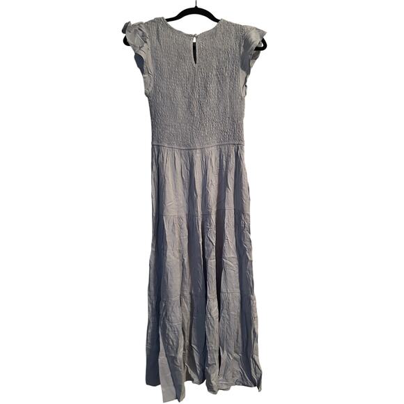 NWT Merokeety Light Blue Tiered Summer Dress Smocking Cap Sleeves Size Small - Picture 2 of 6